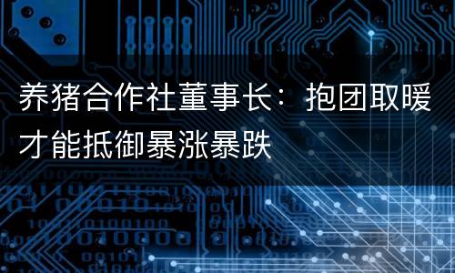 养猪合作社董事长：抱团取暖才能抵御暴涨暴跌