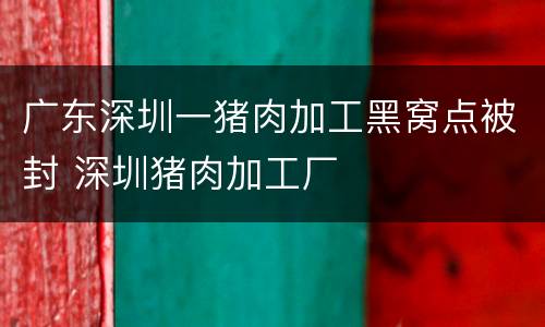 广东深圳一猪肉加工黑窝点被封 深圳猪肉加工厂