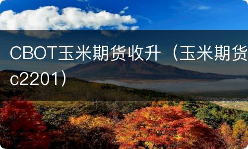 CBOT玉米期货收升（玉米期货c2201）