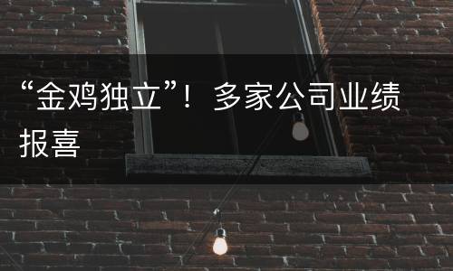 “金鸡独立”！多家公司业绩报喜