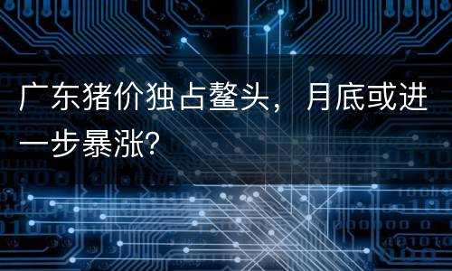 广东猪价独占鳌头，月底或进一步暴涨？
