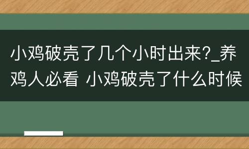 小鸡破壳了几个小时出来?_养鸡人必看 小鸡破壳了什么时候能出来