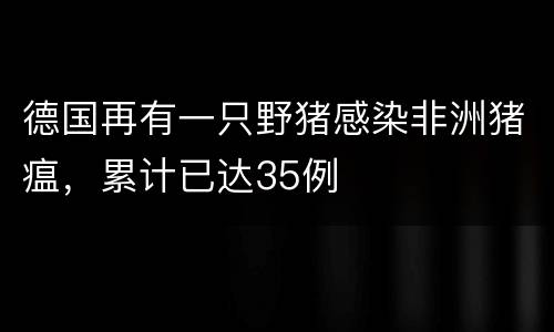 德国再有一只野猪感染非洲猪瘟，累计已达35例