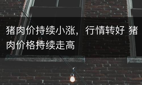 猪肉价持续小涨，行情转好 猪肉价格持续走高