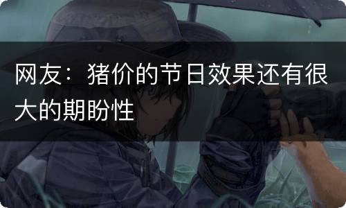 网友：猪价的节日效果还有很大的期盼性