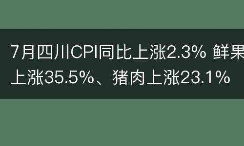 7月四川CPI同比上涨2.3% 鲜果上涨35.5%、猪肉上涨23.1%