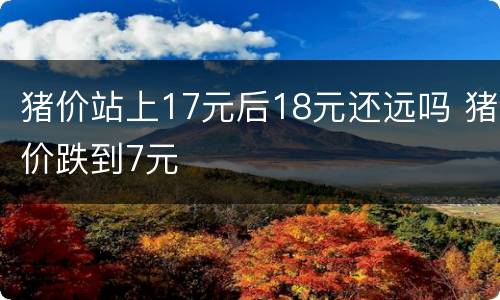 猪价站上17元后18元还远吗 猪价跌到7元