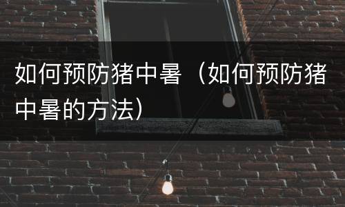 如何预防猪中暑（如何预防猪中暑的方法）