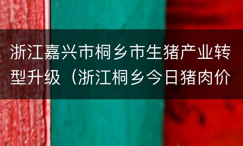 浙江嘉兴市桐乡市生猪产业转型升级（浙江桐乡今日猪肉价格查询）