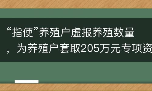 “指使”养殖户虚报养殖数量，为养殖户套取205万元专项资金