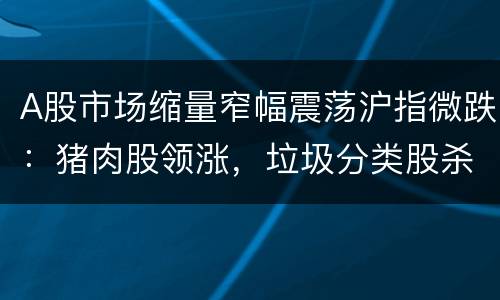 A股市场缩量窄幅震荡沪指微跌：猪肉股领涨，垃圾分类股杀跌