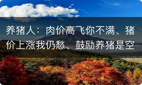 养猪人：肉价高飞你不满、猪价上涨我仍愁、鼓励养猪是空谈?