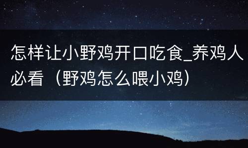 怎样让小野鸡开口吃食_养鸡人必看（野鸡怎么喂小鸡）