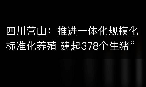 四川营山：推进一体化规模化标准化养殖 建起378个生猪“工厂”