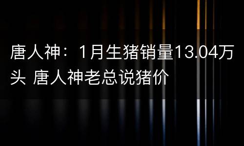 唐人神：1月生猪销量13.04万头 唐人神老总说猪价