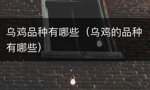 乌鸡品种有哪些（乌鸡的品种有哪些）