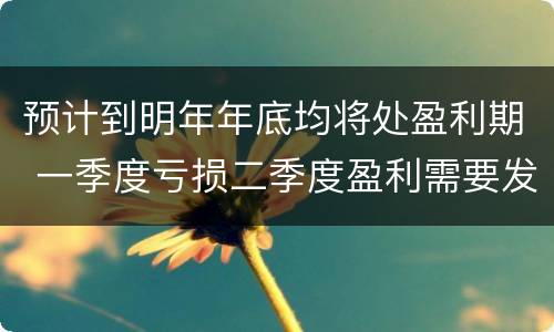 预计到明年年底均将处盈利期 一季度亏损二季度盈利需要发预告吗