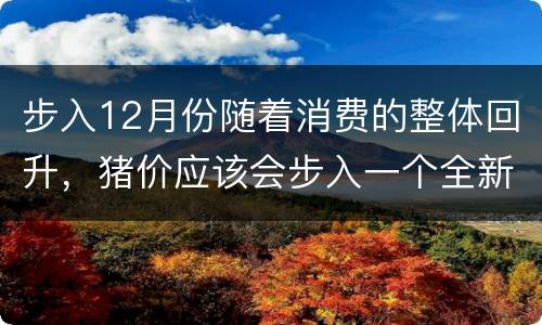 步入12月份随着消费的整体回升，猪价应该会步入一个全新的阶段