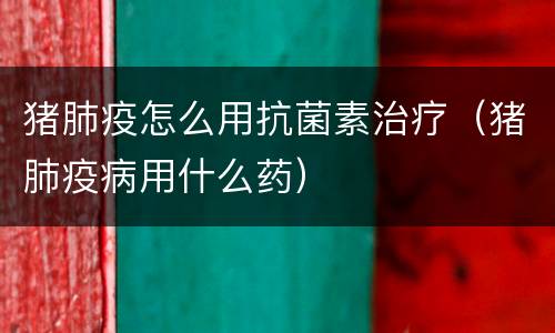 猪肺疫怎么用抗菌素治疗（猪肺疫病用什么药）