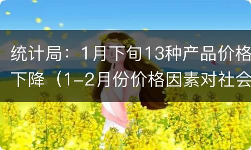 统计局：1月下旬13种产品价格下降（1-2月份价格因素对社会消费品零售总额的影响）