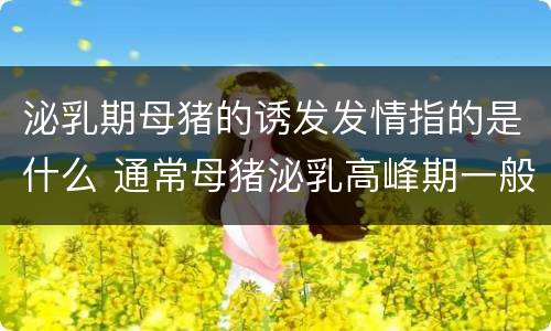 泌乳期母猪的诱发发情指的是什么 通常母猪泌乳高峰期一般出现在产后