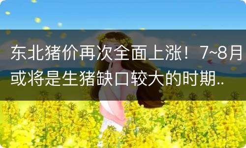 东北猪价再次全面上涨！7~8月或将是生猪缺口较大的时期.....