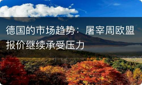 德国的市场趋势：屠宰周欧盟报价继续承受压力