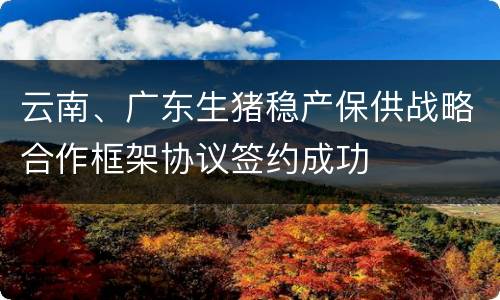 云南、广东生猪稳产保供战略合作框架协议签约成功