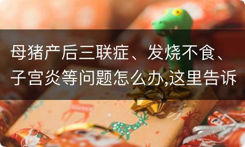 母猪产后三联症、发烧不食、子宫炎等问题怎么办,这里告诉你答案!