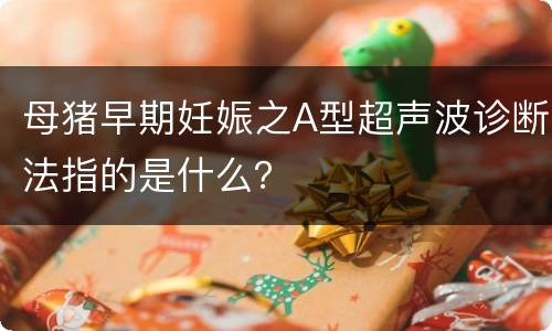 母猪早期妊娠之A型超声波诊断法指的是什么？