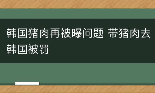 韩国猪肉再被曝问题 带猪肉去韩国被罚