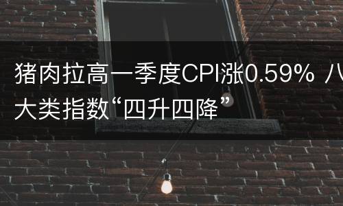 猪肉拉高一季度CPI涨0.59% 八大类指数“四升四降”