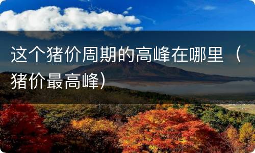 这个猪价周期的高峰在哪里（猪价最高峰）