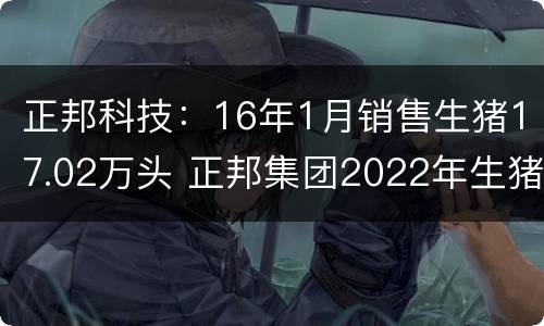 正邦科技：16年1月销售生猪17.02万头 正邦集团2022年生猪出栏目标为多少
