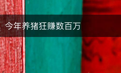 今年养猪狂赚数百万