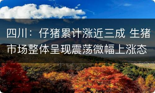 四川：仔猪累计涨近三成 生猪市场整体呈现震荡微幅上涨态势