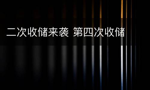二次收储来袭 第四次收储