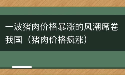 一波猪肉价格暴涨的风潮席卷我国（猪肉价格疯涨）