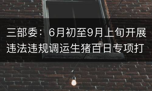 三部委：6月初至9月上旬开展违法违规调运生猪百日专项打击行动