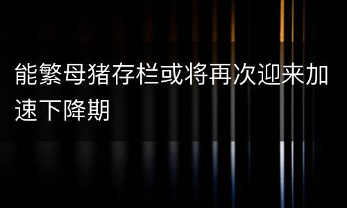 能繁母猪存栏或将再次迎来加速下降期