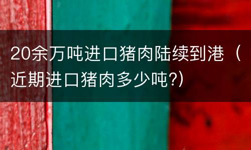 20余万吨进口猪肉陆续到港（近期进口猪肉多少吨?）