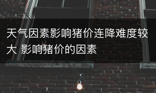 天气因素影响猪价连降难度较大 影响猪价的因素