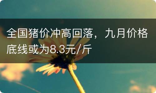 全国猪价冲高回落，九月价格底线或为8.3元/斤
