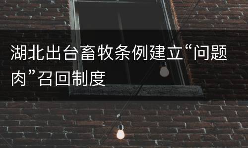 湖北出台畜牧条例建立“问题肉”召回制度