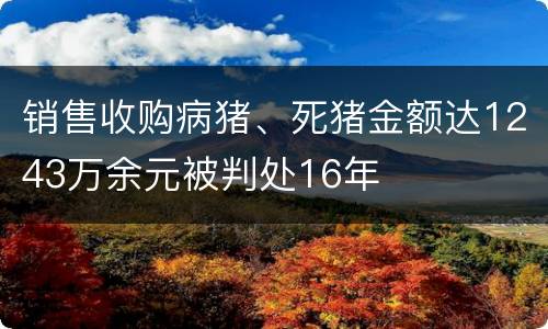 销售收购病猪、死猪金额达1243万余元被判处16年