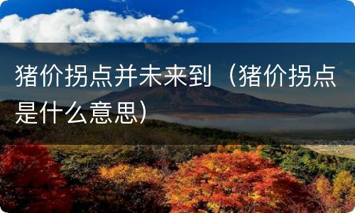 猪价拐点并未来到（猪价拐点是什么意思）