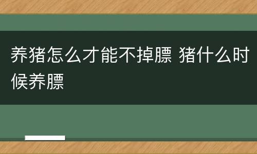 养猪怎么才能不掉膘 猪什么时候养膘