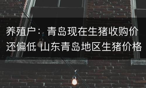 养殖户：青岛现在生猪收购价还偏低 山东青岛地区生猪价格