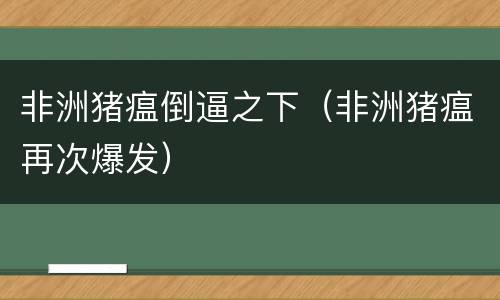 非洲猪瘟倒逼之下（非洲猪瘟再次爆发）