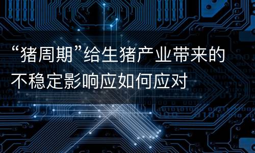 “猪周期”给生猪产业带来的不稳定影响应如何应对